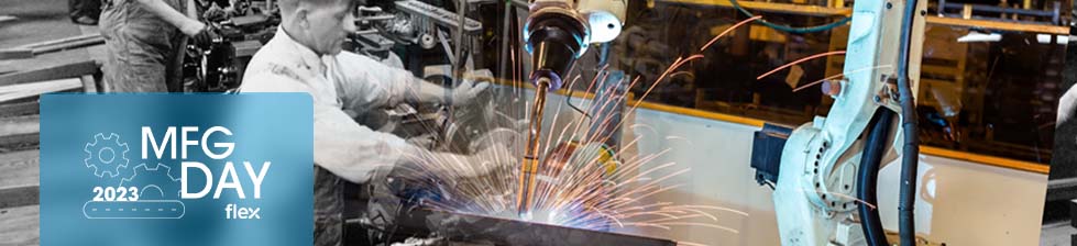 manufacturing day 2023 image of person welding in a warehouse